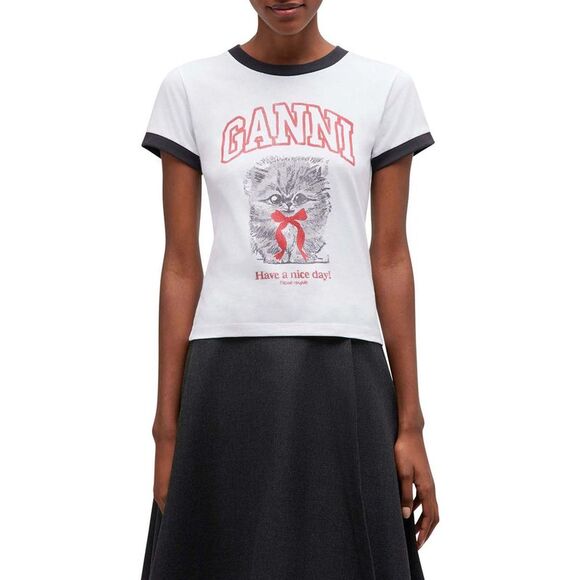 Ganni Women Short-Sleeved T-Shirt With Print - Picture 3 of 4